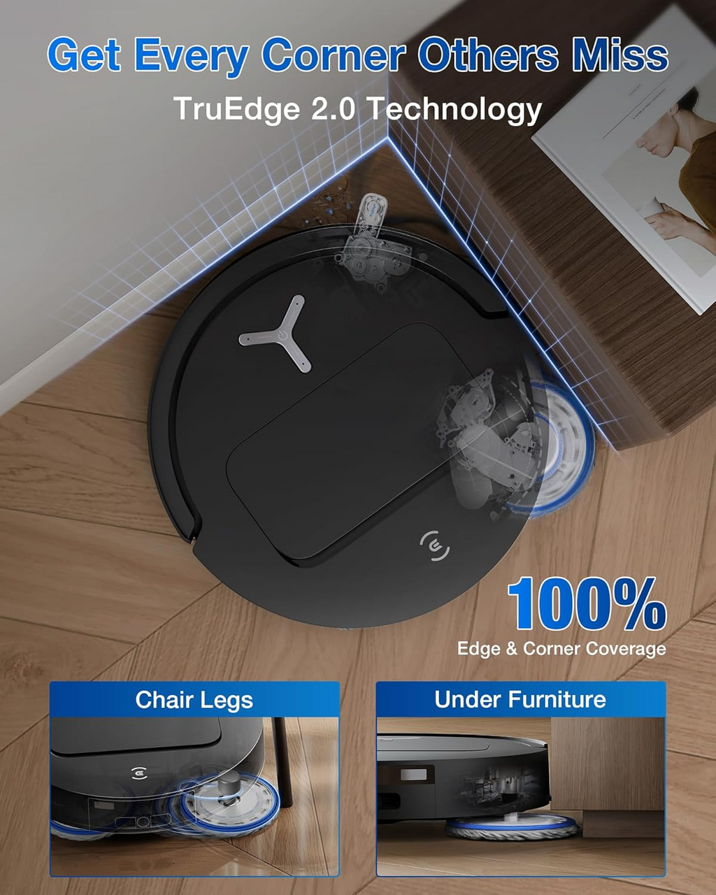 Ecovacs DEEBOT T50 PRO Omni Robot Vacuum and Mop, 3.19” Ultra-Slim, 15,000Pa Suction, ZeroTangle 2.0, TruEdge Edge Cleaning, AIVI 3D Obstacle Avoidance, Auto Mop Wash & Dry, Self-Emptying