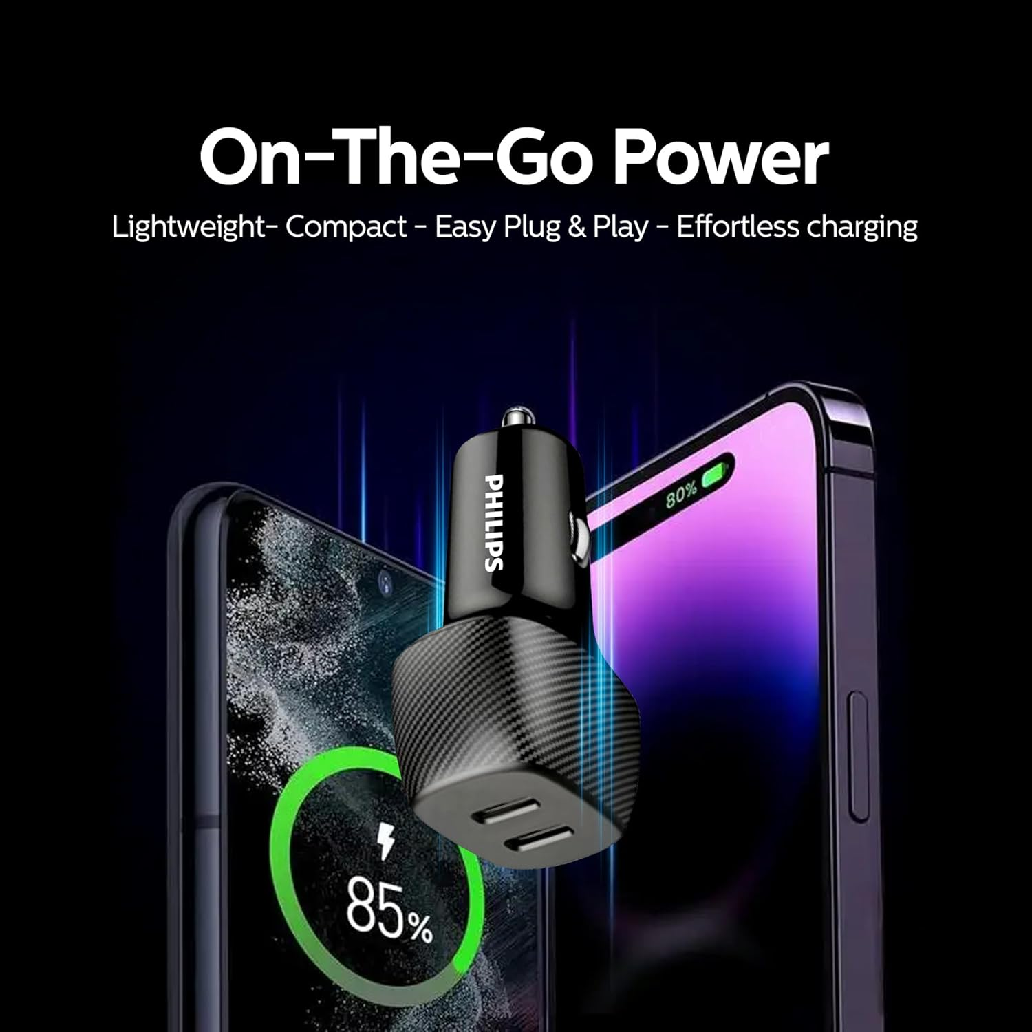 Philips 60W Dual Port USB-C Car Charger - DLP5522C/00