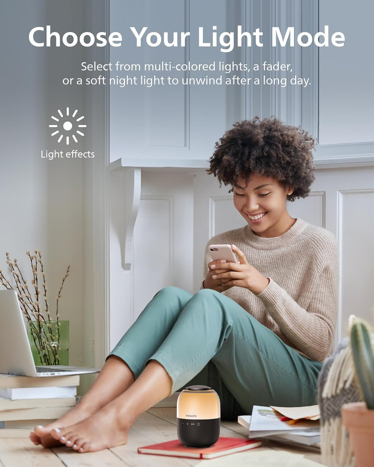 Philips TAS2108 Portable Bluetooth Speaker, 5W RMS, 7H Playtime, TWS Stereo Pairing, LED Light Effects, USB-C Charging – Punchy bass, Compact Wireless Speaker for Home, Outdoor, Travel