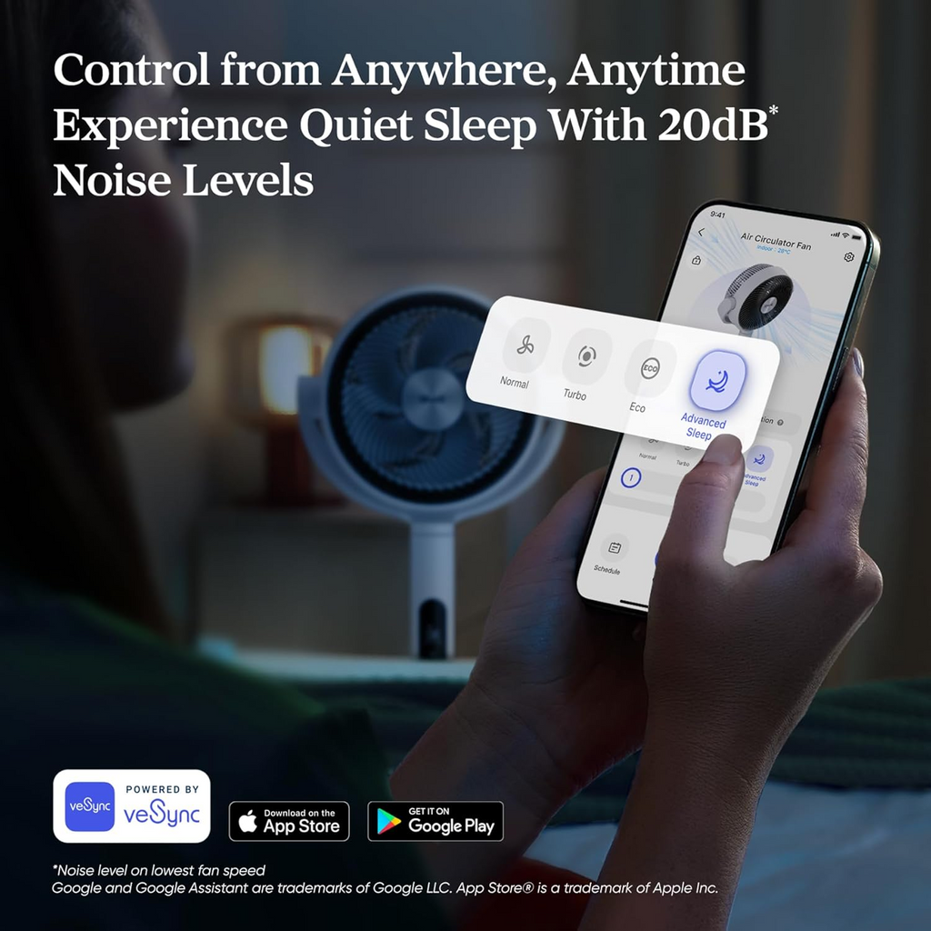 Levoit Standing Fan for Bedroom, CirculAir 120° Oscillating, Quiet 20dB, 9 Speeds, 4 Modes, DC Motor, 2 in 1 Pedestal & Tabletop, 82ft, Remote Control, Sensor, 9H Timer, 908CFM Ultra-High Airflow