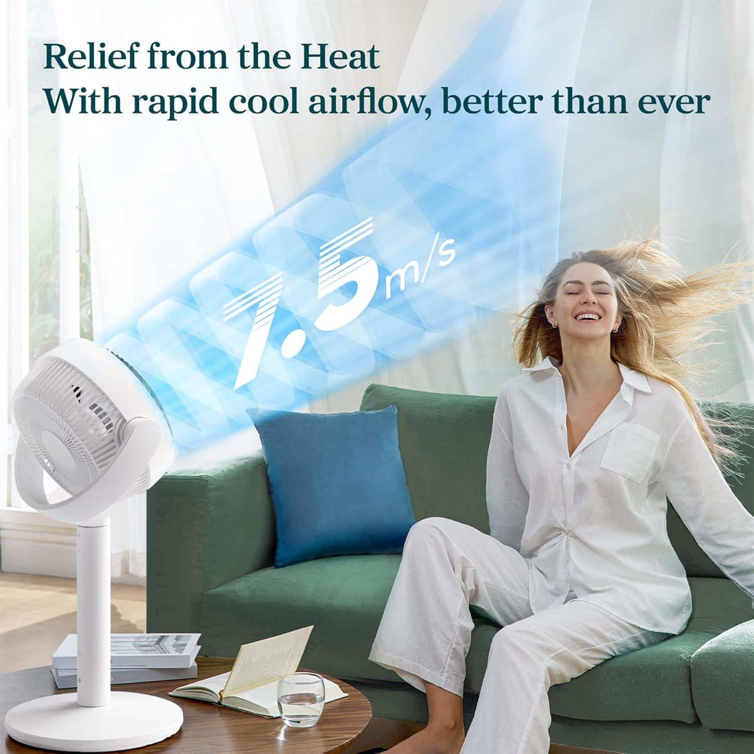 Levoit Standing Fan for Bedroom, CirculAir 120° Oscillating, Quiet 20dB, 9 Speeds, 4 Modes, DC Motor, 2 in 1 Pedestal & Tabletop, 82ft, Remote Control, Sensor, 9H Timer, 908CFM Ultra-High Airflow