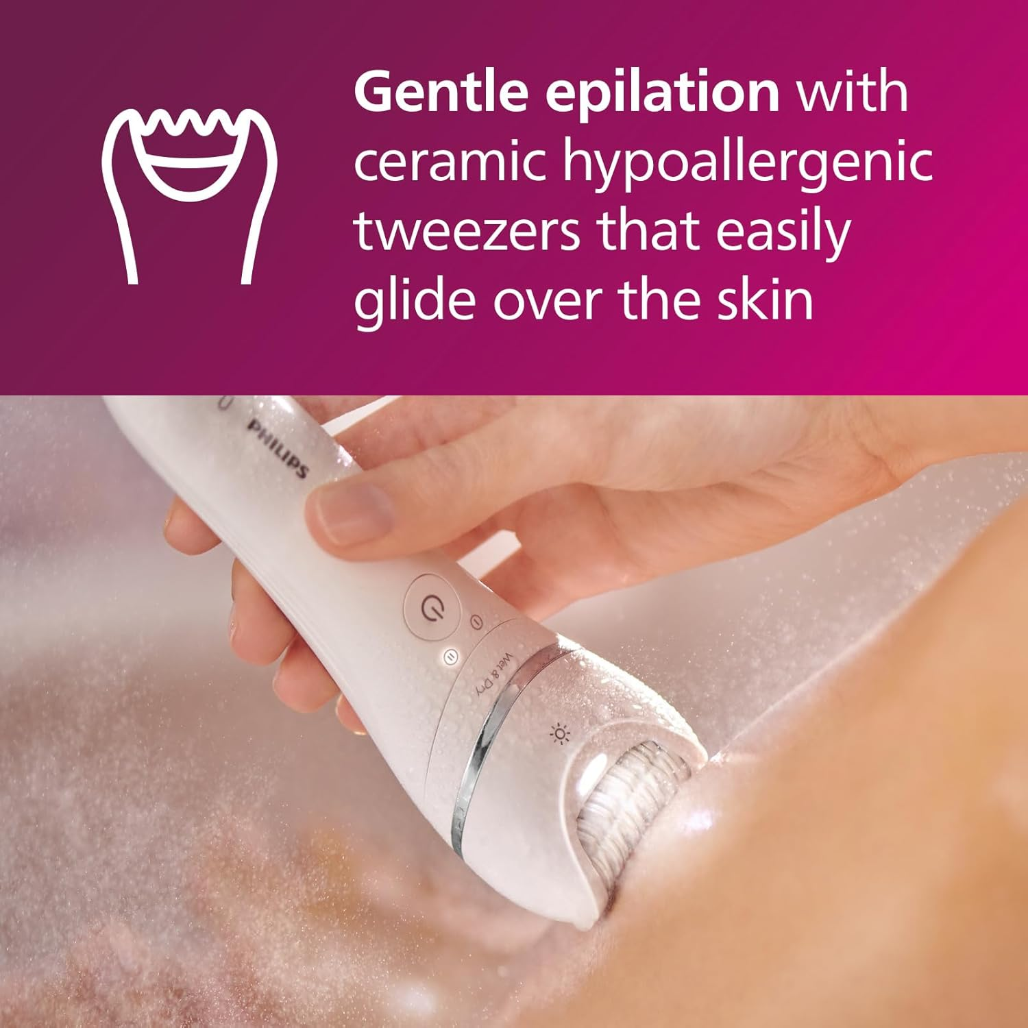 Philips Series 8000 Epilator, Wet and Dry Cordless Hair Removal for Legs and Body with 5 Accessories, Including Shaver Head - BRE710/01