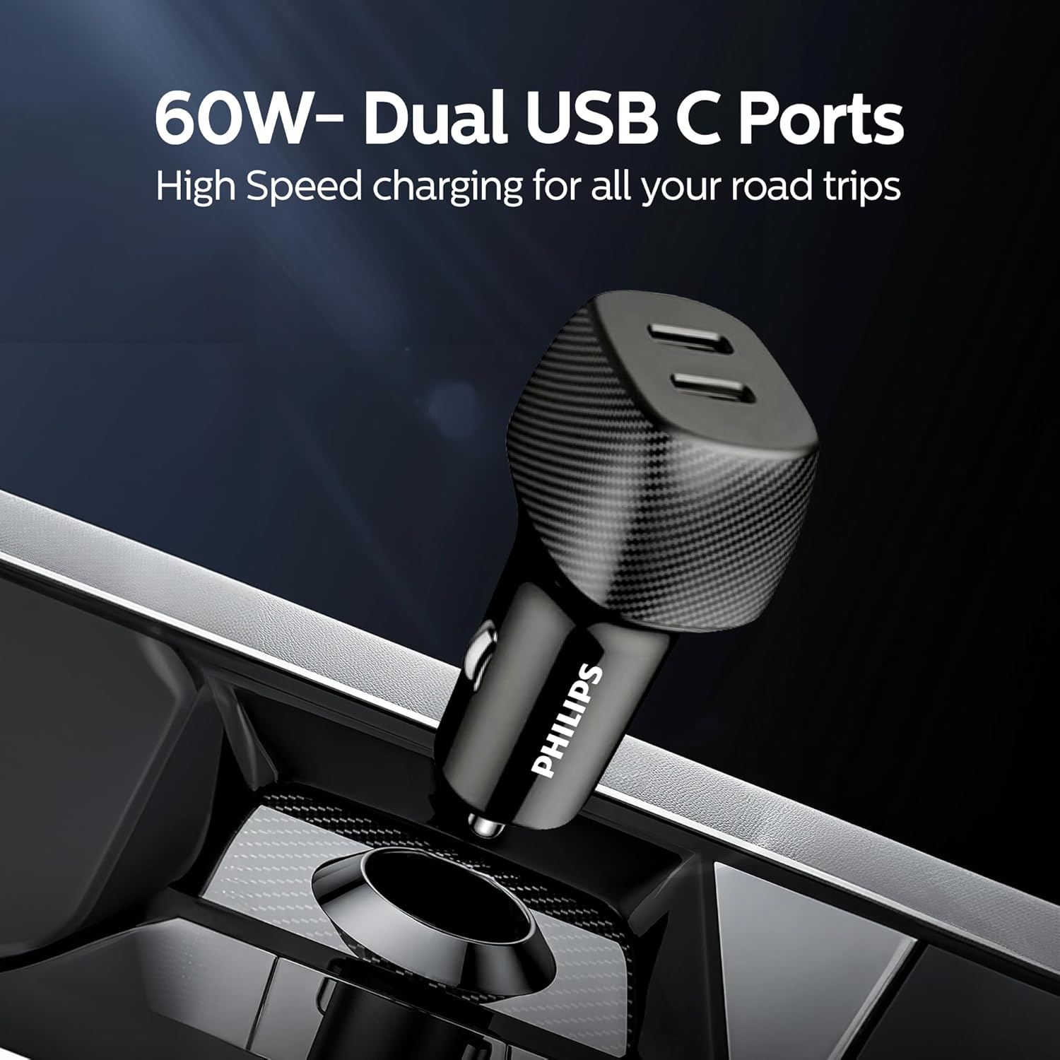 Philips 60W Dual Port USB-C Car Charger - DLP5522C/00