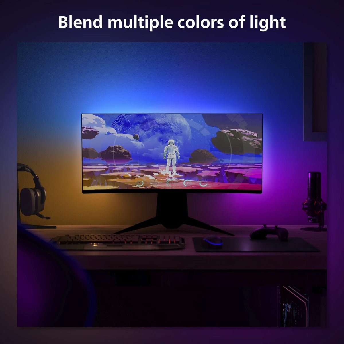 Philips Hue Play Gradient Lightstrip for PC Monitors - White & Color Light (Hue Bridge Required), Compatible with Alexa & Google Assistant – A Certified for Humans Device, 32/34-Inch