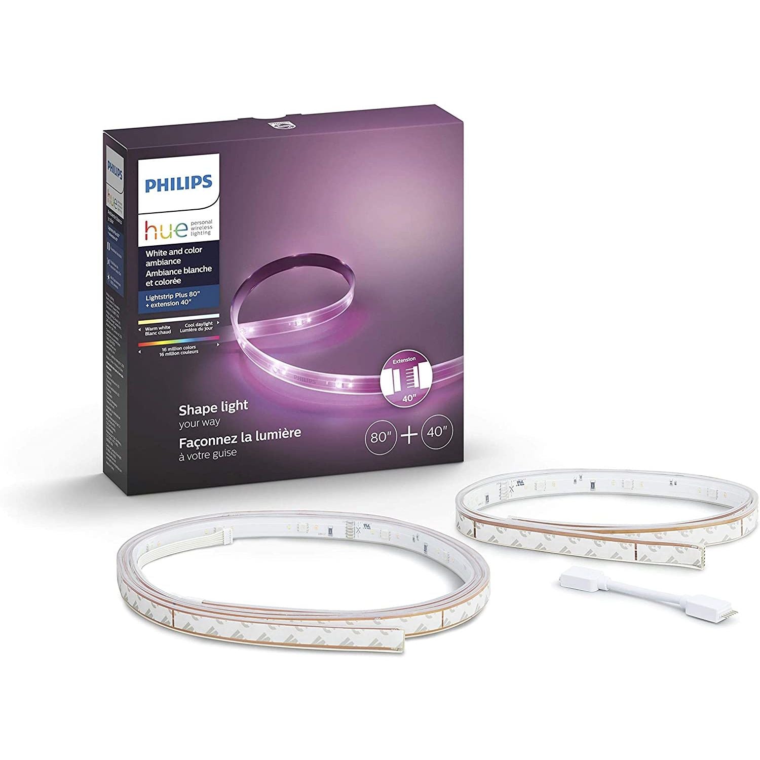 Philips Hue Lightstrip Plus 2m Base kit & 1m Extension Bundle