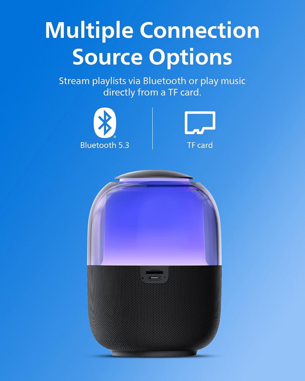 Philips TAS2108 Portable Bluetooth Speaker, 5W RMS, 7H Playtime, TWS Stereo Pairing, LED Light Effects, USB-C Charging – Punchy bass, Compact Wireless Speaker for Home, Outdoor, Travel