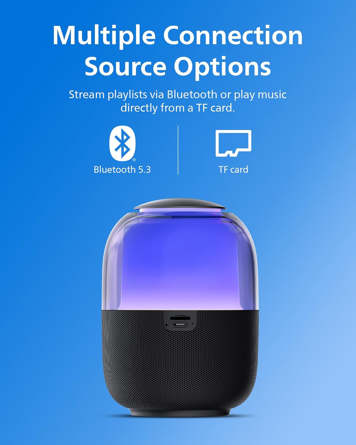 Philips TAS2108 Portable Bluetooth Speaker, 5W RMS, 7H Playtime, TWS Stereo Pairing, LED Light Effects, USB-C Charging – Punchy bass, Compact Wireless Speaker for Home, Outdoor, Travel