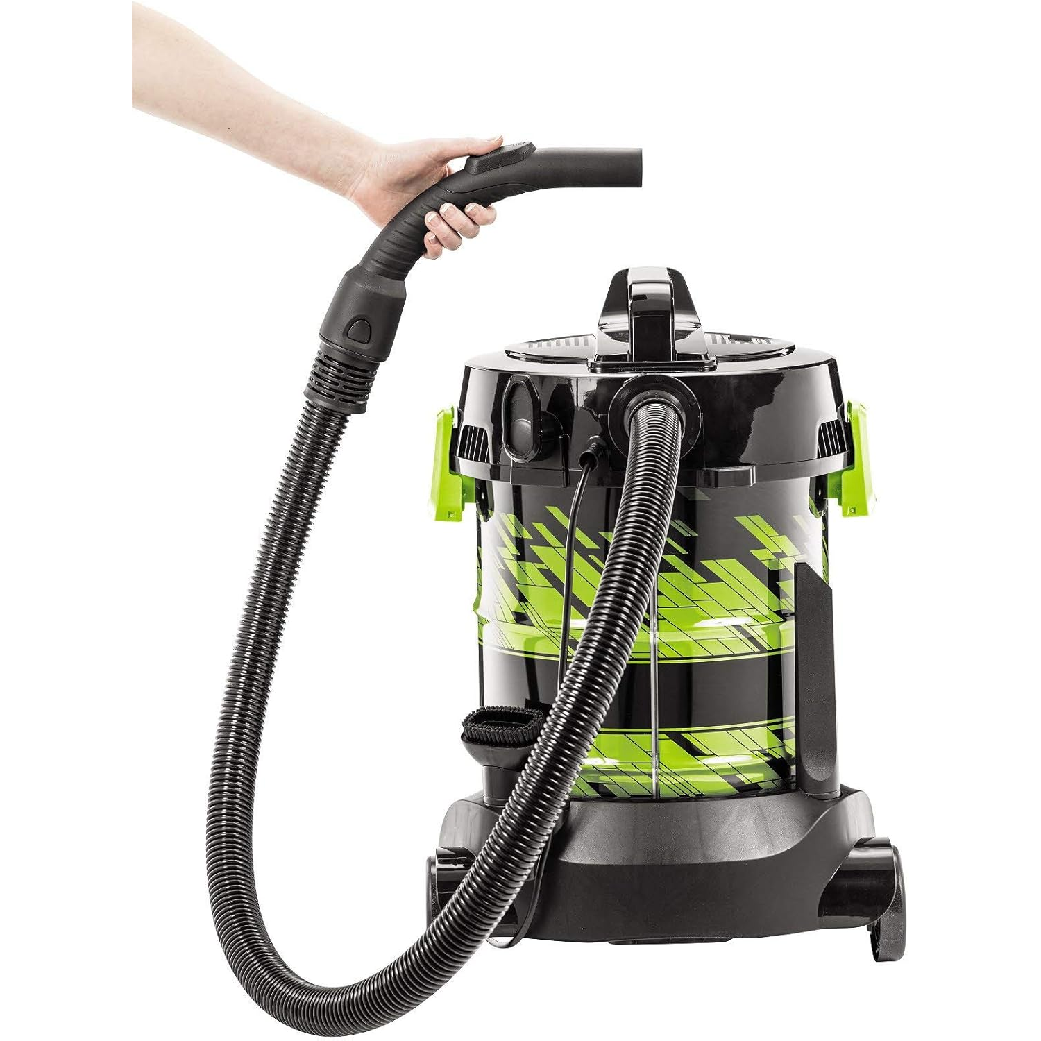 Bissell Drum PowerClean 1500W Wet & Dry 21L Vacuum Cleaner, 2 extension wands + hose assembly + multi surface nozzle + wet nozzle + crevice + tool brush, Multi Surface,  Made in China.