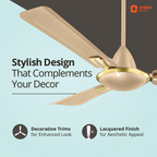 Orient Electric Gratia Antidust| High-Speed Ceiling Fan | Long-Lasting and Decorative | Exceptional Functionality | Aesthetic Design | Warranty (2 years) | (Topaz Gold)