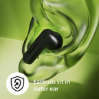 PHILIPS TAT2139BK/97 True Wireless In Ear Bluetooth Headphones - Small buds. Great value Natural sound. Dynamic bass, Pocket-sized charging case, Clear calls - Black