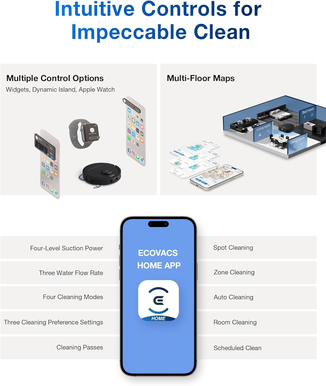 Ecovacs DEEBOT T30C Robot Vacuum and Mop, 20,000Pa Suction, TruEdge Adaptive Edge Mopping, ZeroTangle 2.0 Technology, Hot Water Washing, Self-Emptying, Auto-Lift Mopping, Obstacle Avoidance