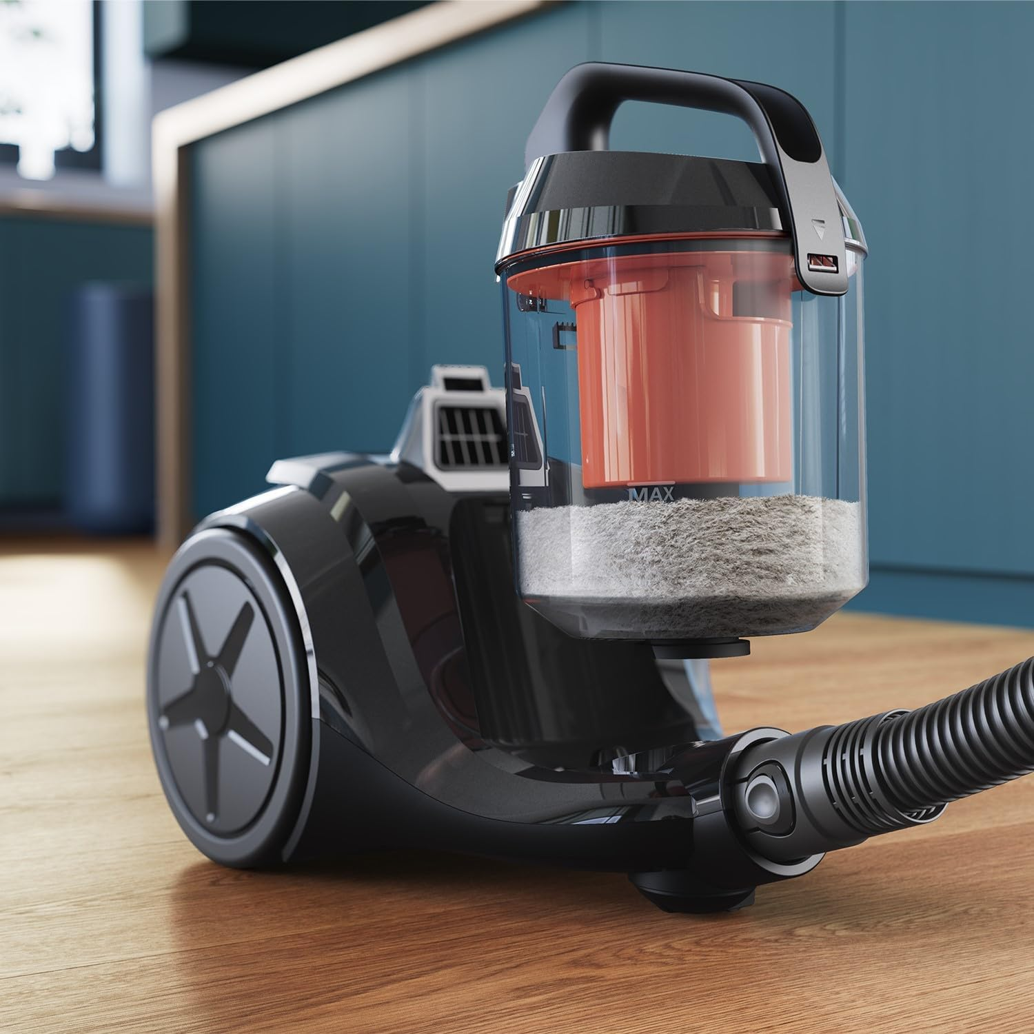 Philips Bagless Vacuum Cleaner - 1200W, PowerCyclone 3, Multi Purpose Nozzle, Furniture Nozzle 90mm, Washable Filter, 1.3L Dust Capacity, Deep Black & Coral - XB1042/10