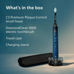 PHILIPS Sonicare DiamondClean 9000 Electric Toothbrush, 1 Brush Head, Aqua 1000% More Plaque Removal¹, Visual Pressure Sensor, 12 Brush Settings, App Connected, 14-Day Battery, Travel Case Mohammed Fakhroo& Bros.