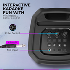 مكبر صوت حفلات فيليبس بتقنية البلوتوث، تعزيز ديناميكي للباس، بلوتوث ومدخل AUX، مدخل ميكروفون، اقتران لاسلكي لصوت ستيريو، بطارية تدوم حتى 7 ساعات، مقبض حمل مدمج، USB-C TAX2208 