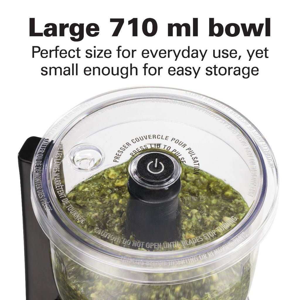 Hamilton Beach Stack and Press™ Food Chopper, 710 ml / 3 cup capacity, 350W, chop, puree, emulsify, easy cleaning with removable bowl and blade, cord wrap for easy storage, 72850-ME