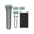 Philips 3000 Series Body Groomer,Triple Protect shave system,Click-on combs 2,3,5 for trimming hair,travel pouch-BG3485/15