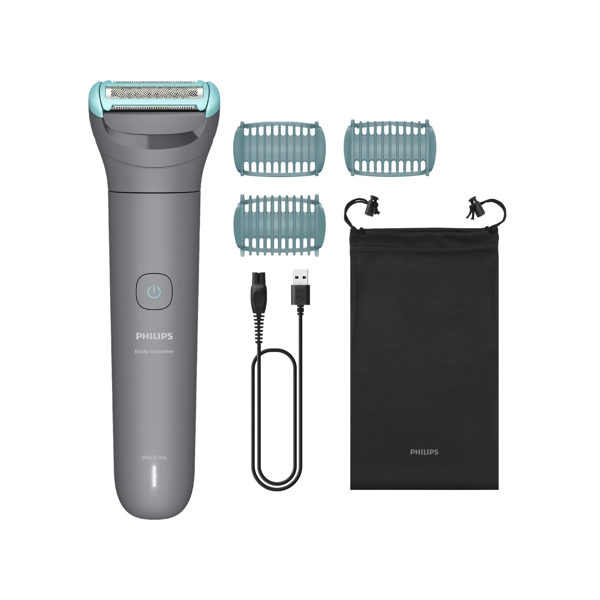 Philips 3000 Series Body Groomer,Triple Protect shave system,Click-on combs 2,3,5 for trimming hair,travel pouch-BG3485/15
