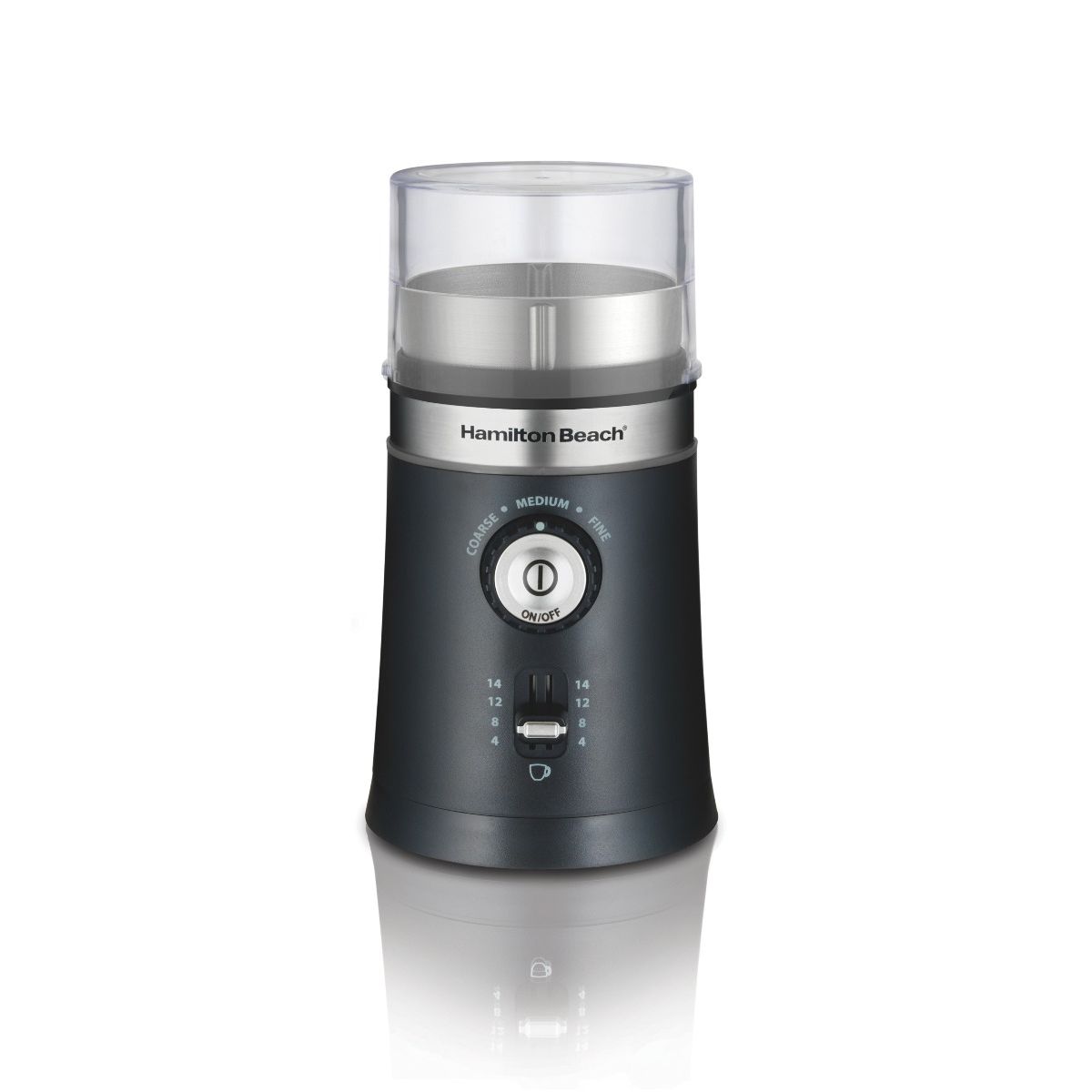 Hamilton Beach Custom Grind™ Coffee Grinder for beans/spices, 5 size settings-coarse to fine, capacity for 4 to 14 cups coffee, stainless steel bowl for easy pour and cleaning, 80393R-ME