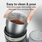 Hamilton Beach Custom Grind™ Coffee Grinder for beans/spices, 5 size settings-coarse to fine, capacity for 4 to 14 cups coffee, stainless steel bowl for easy pour and cleaning, 80393R-ME