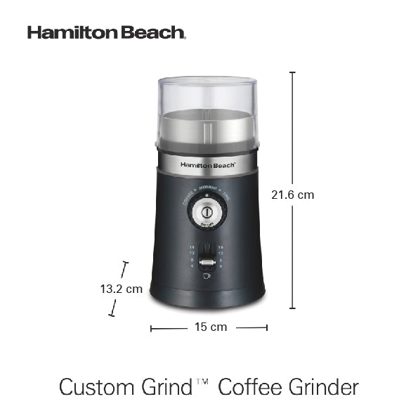 Hamilton Beach Custom Grind™ Coffee Grinder for beans/spices, 5 size settings-coarse to fine, capacity for 4 to 14 cups coffee, stainless steel bowl for easy pour and cleaning, 80393R-ME