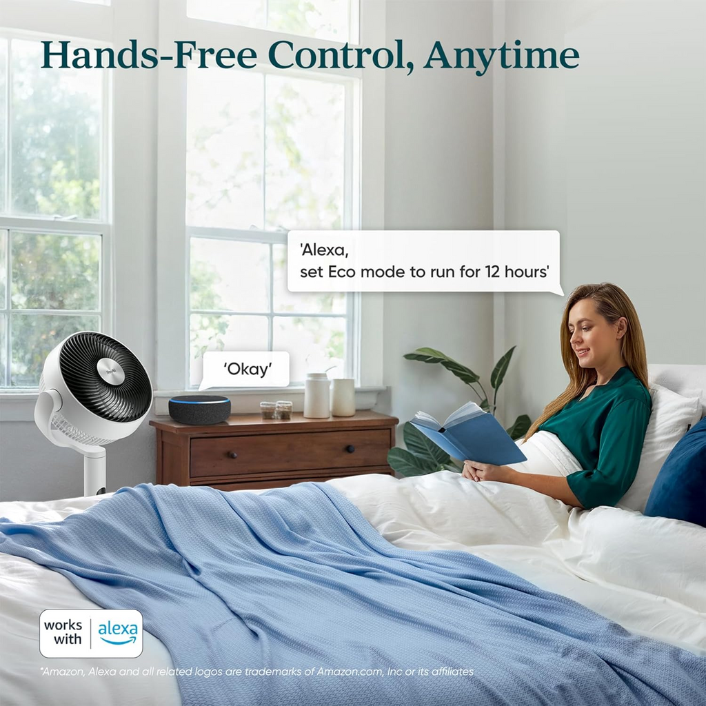 Levoit Standing Fan for Bedroom, CirculAir 120° Oscillating, Quiet 20dB, 9 Speeds, 4 Modes, DC Motor, 2 in 1 Pedestal & Tabletop, 82ft, Remote Control, Sensor, 9H Timer, 908CFM Ultra-High Airflow