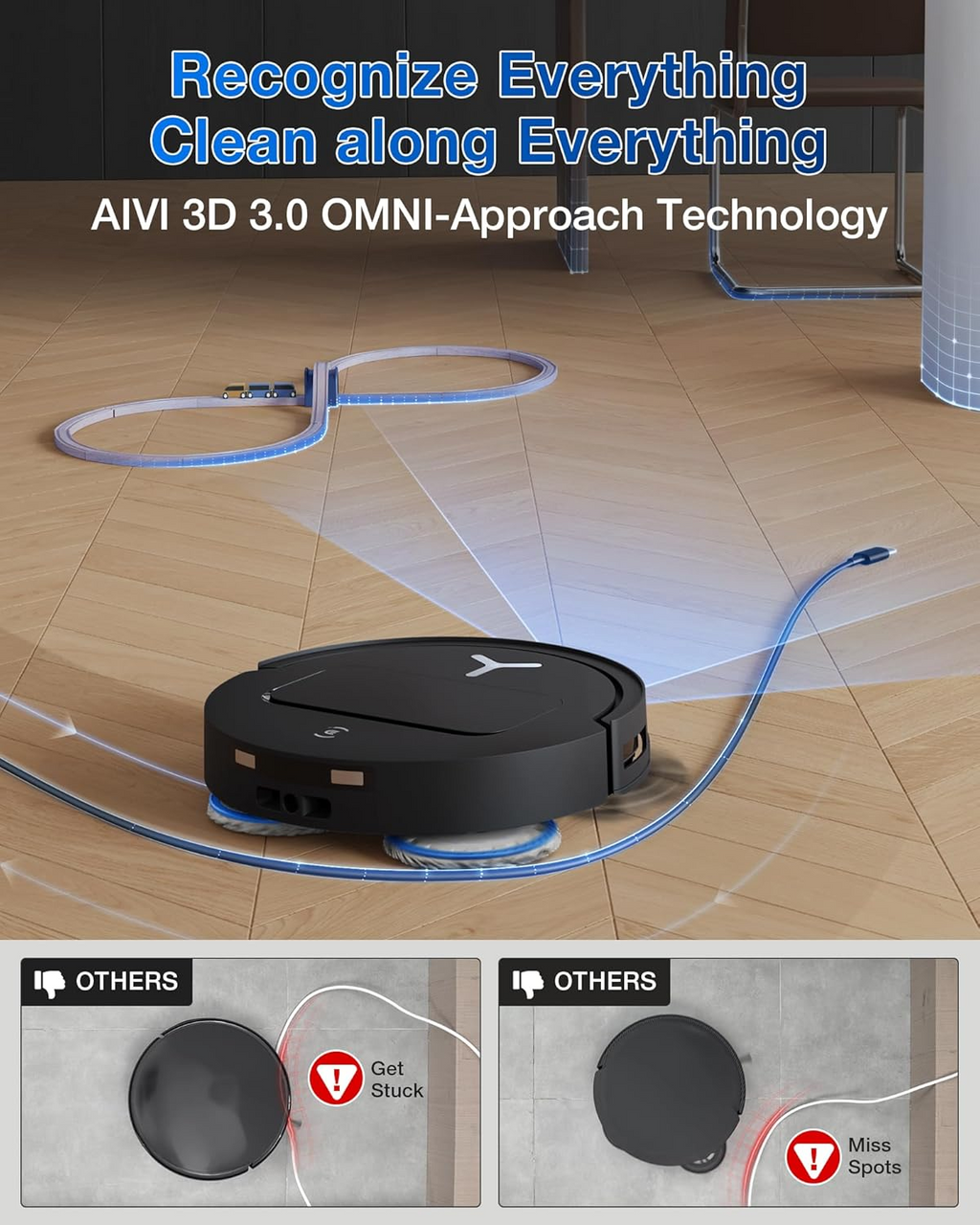 Ecovacs DEEBOT T50 PRO Omni Robot Vacuum and Mop, 3.19” Ultra-Slim, 15,000Pa Suction, ZeroTangle 2.0, TruEdge Edge Cleaning, AIVI 3D Obstacle Avoidance, Auto Mop Wash & Dry, Self-Emptying
