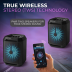 مكبر صوت حفلات فيليبس بتقنية البلوتوث، تعزيز ديناميكي للباس، بلوتوث ومدخل AUX، مدخل ميكروفون، اقتران لاسلكي لصوت ستيريو، بطارية تدوم حتى 7 ساعات، مقبض حمل مدمج، USB-C TAX2208 