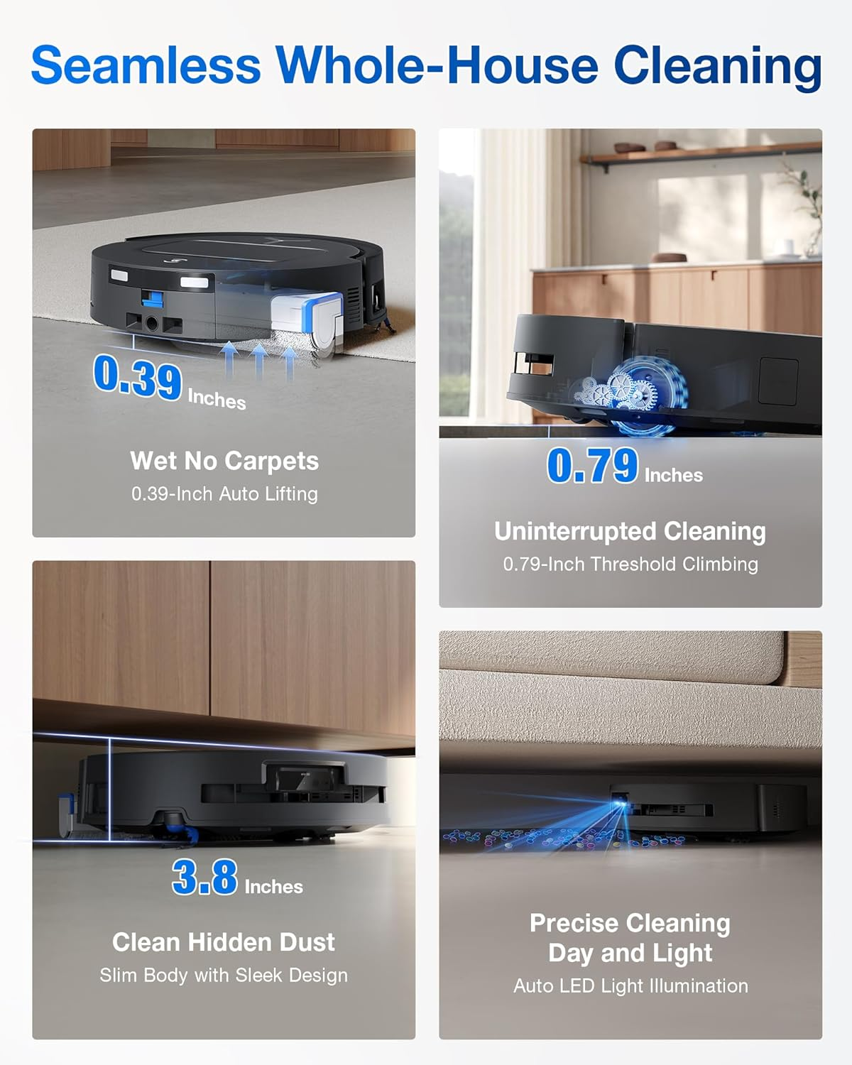 Ecovacs DEEBOT T80 Omni Robot Vacuum with 18,000Pa Suction & OZMO Roller Mop, Instant Self-Cleaning for Streak-Free Floors, ZeroTangle 3.0 for Pets, TruEdge Cleaning, AI Navigation, 10-in-1 Station
