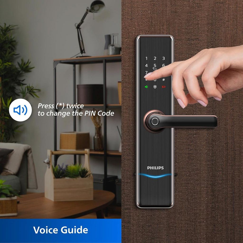 Philips EasyKey 7300-5HB Smart Door Lock - Smart Lock, Smart Door Lock , Fingerprint Lock, Smart Home, Home Improvement, Keyless Door Lock, Smart Home Gadgets, Safety Lock- Copper Mohammed Fakhroo& Bros.
