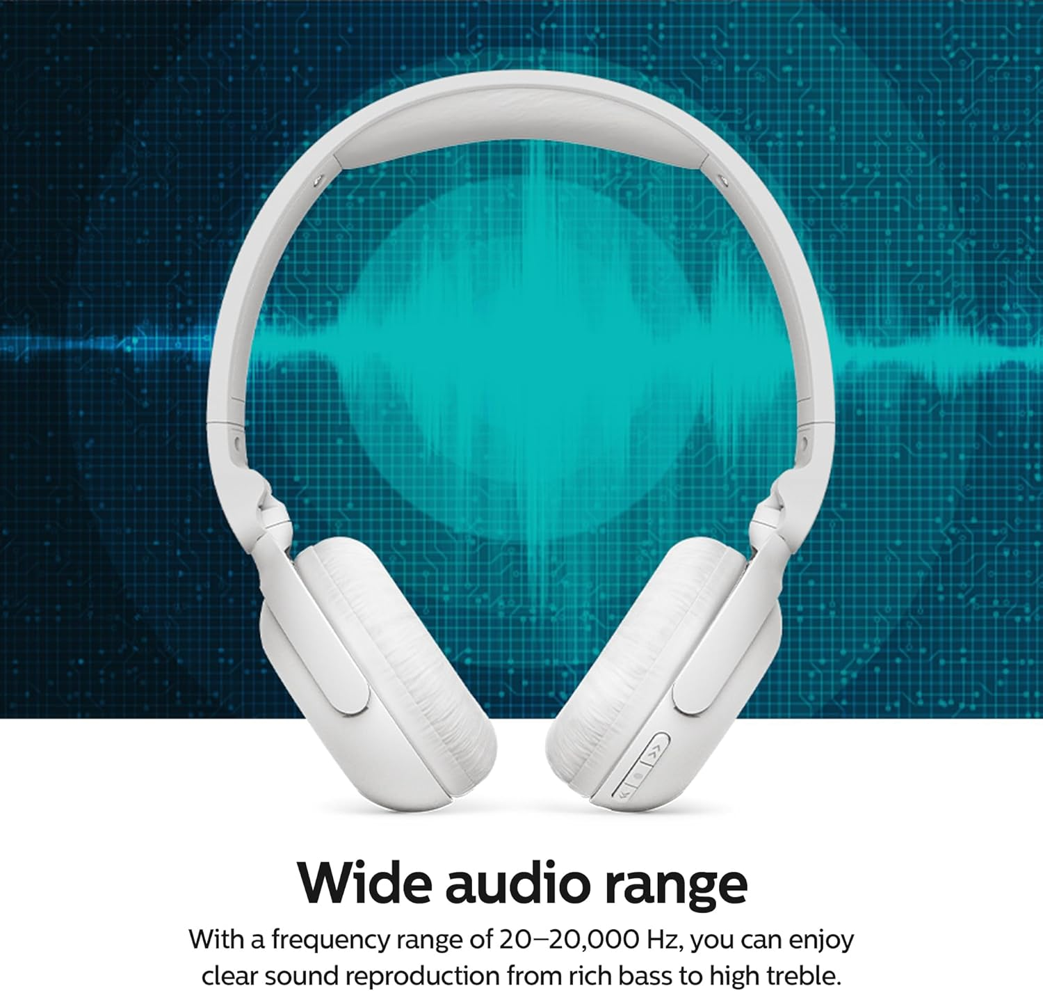 Philips TAH2209 Wireless Bluetooth On-Ear Headphones with 32mm Drivers, Fast Charging, 25 Hours Play Time, Multi-function button, Lightweight Design for Comfortable Music Experience, White