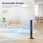 LEVOIT Tower Fan for Bedroom, 26ft/s Velocity 28dB Cooling Fan, Bladeless and 90° Oscillating Fan with 5 Speeds, 4 Modes, Standing Fan for Home, Black, Classic 42'