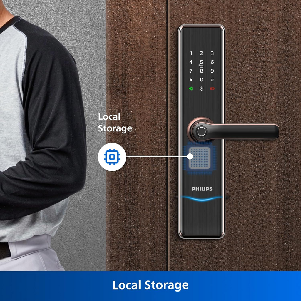 Philips EasyKey 7300-5HB Smart Door Lock - Smart Lock, Smart Door Lock , Fingerprint Lock, Smart Home, Home Improvement, Keyless Door Lock, Smart Home Gadgets, Safety Lock- Copper Mohammed Fakhroo& Bros.