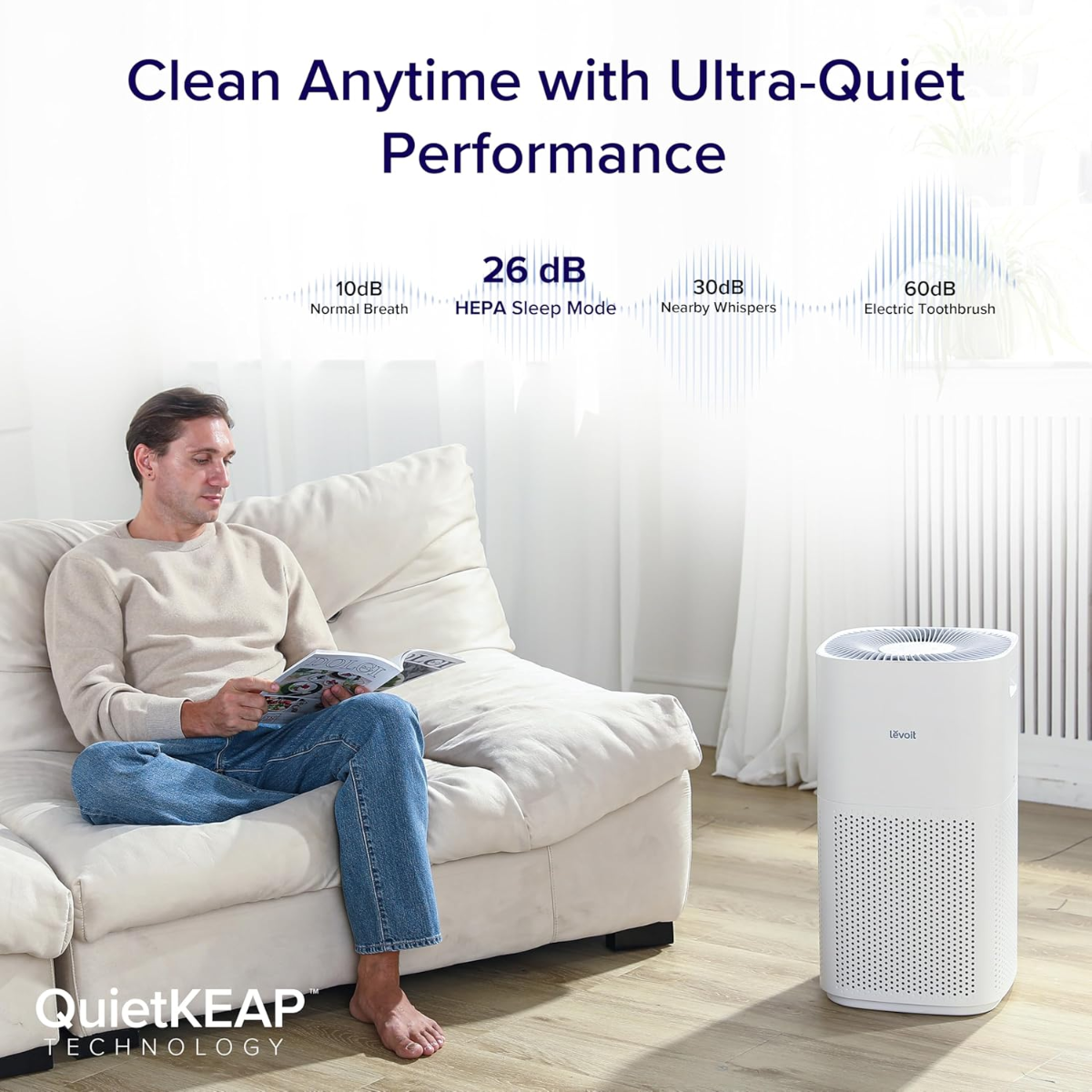 LEVOIT Smart Air Purifiers for Home Large Room, Covers up to 1588 Sq. Ft, APP Control and PM2.5 Display, H13 HEPA Filter Removes 99.97% of Particles, Allergies, Dust, Smoke, Alexa Control, White