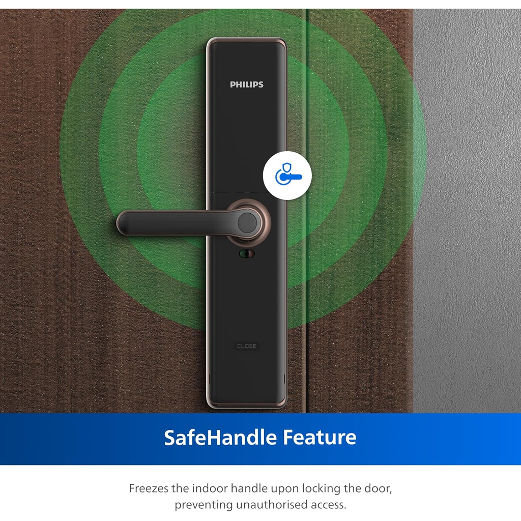 Philips EasyKey 7300-5HB Smart Door Lock - Smart Lock, Smart Door Lock , Fingerprint Lock, Smart Home, Home Improvement, Keyless Door Lock, Smart Home Gadgets, Safety Lock- Copper Mohammed Fakhroo& Bros.