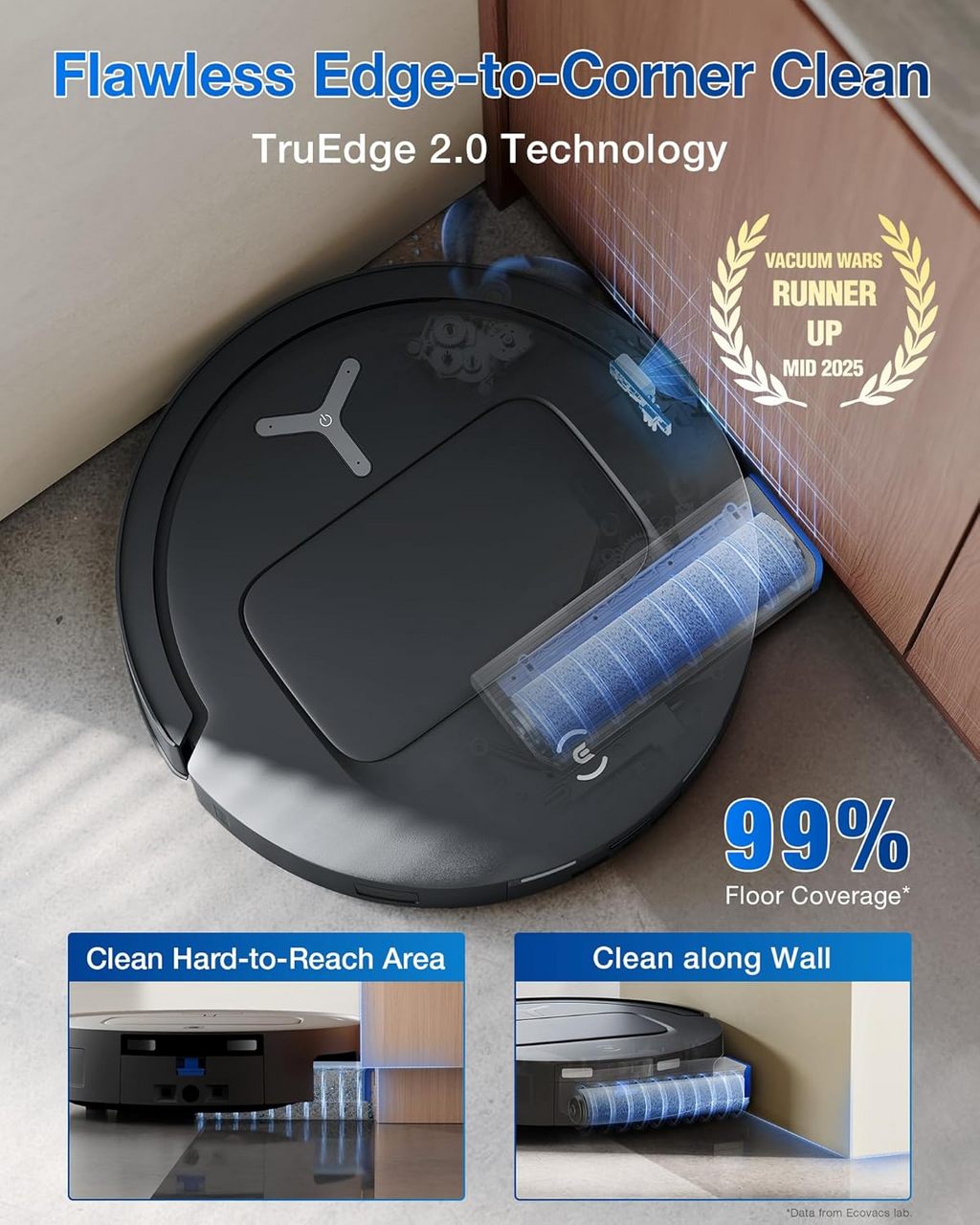 Ecovacs DEEBOT T80 Omni Robot Vacuum with 18,000Pa Suction & OZMO Roller Mop, Instant Self-Cleaning for Streak-Free Floors, ZeroTangle 3.0 for Pets, TruEdge Cleaning, AI Navigation, 10-in-1 Station