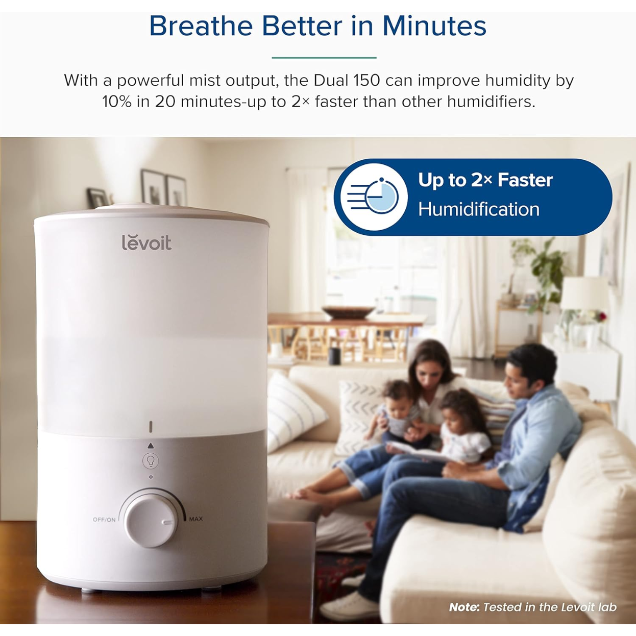 LEVOIT 3L Humidifiers for Bedroom Baby Room with Night Light, Cool Mist Humidifier for Home, Office & Plant, Auto-Off, Up to 25H for 27 ㎡, Quiet Operation with 360° Rotation Nozzle- 2 Filter Sponge