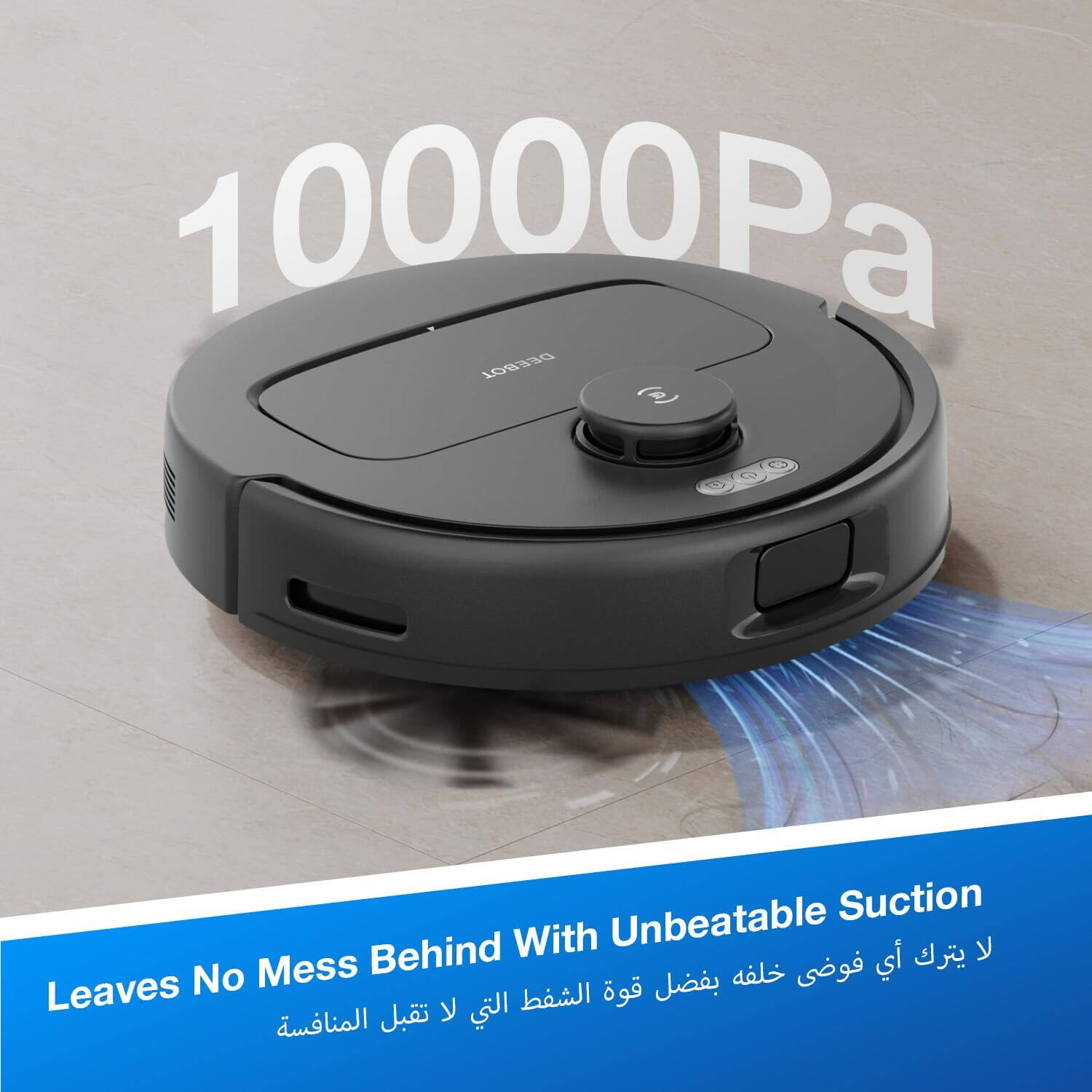 Ecovacs Deebot N20e Robot Vacuum Cleaner with Mop, 10000Pa Strongest Suction Robotic Vacuum, Anti-Hair Tangle, 350 Minutes Runtime, TrueMapping Intelligent Path Planning, Black | N20e