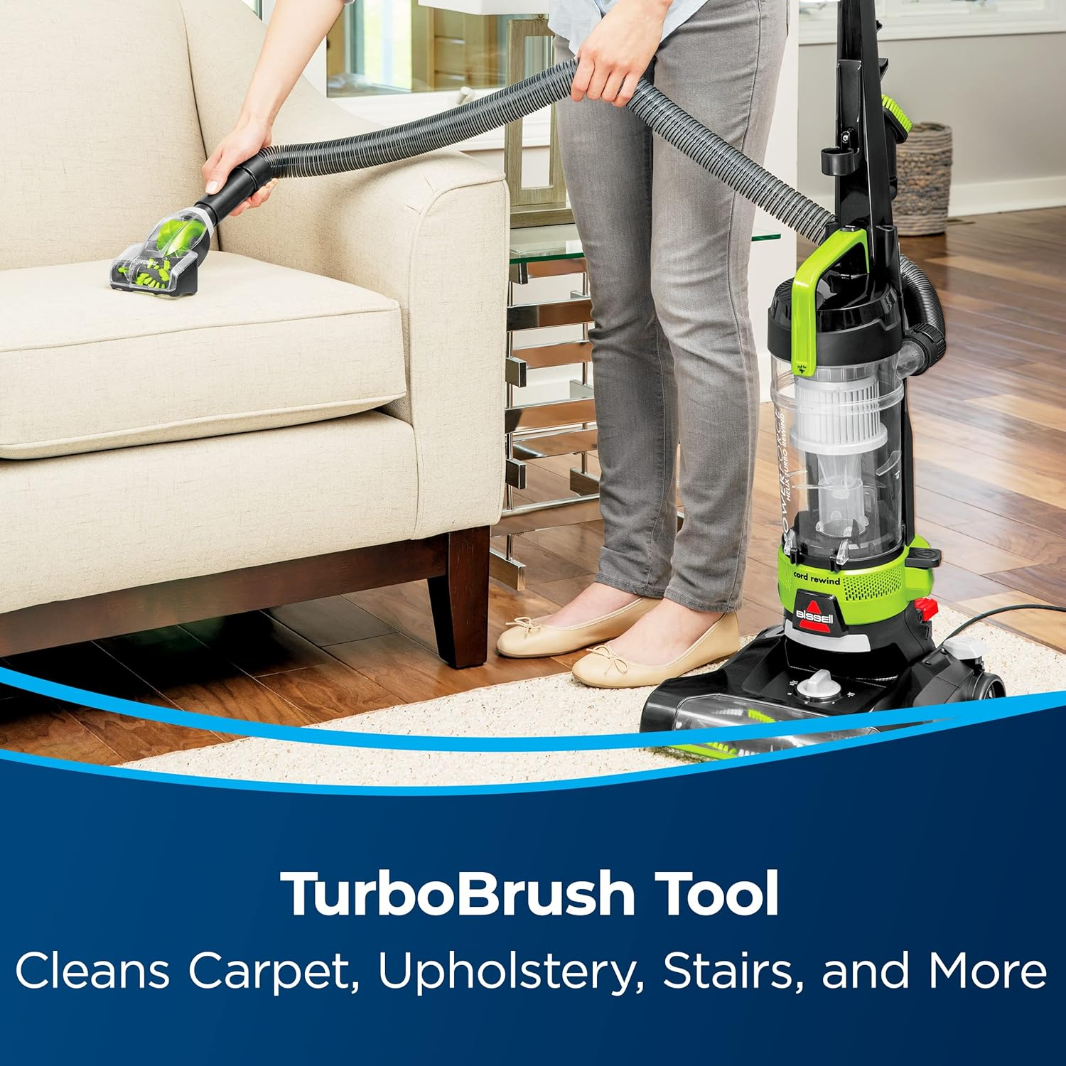 Bissell PowerForce Helix Turbo Rewind 2261E – Upright Vacuum Cleaner with Multi-Cyclonic Suction, Automatic Cord Rewind, Lightweight, Ideal for Dust, Hair & Deep Cleaning