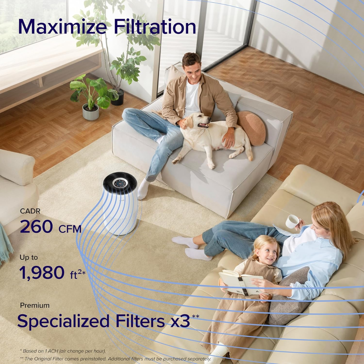 LEVOIT Air Purifiers for Large Home Bedroom 83m², CADR 400m³/h, Alexa Enabled, Filter with PM2.5 Intelligent Air Quality Sensor, Auto Mode, Air Freshener