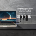 Philips Extension Cord , 3 Port UK, 1X USB-A & 1X USB-C, 3M, White - CHP4131WB/89