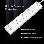 Philips Extension Cord , 3 Port UK, 1X USB-A & 1X USB-C, 3M, White - CHP4131WB/89