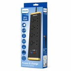 Philips Power Extension CHP8443BA/89 - 4 Outlets & 2 Meters, 2 USB A, 1 USB C- PD 30W Mohammed Fakhroo& Bros.