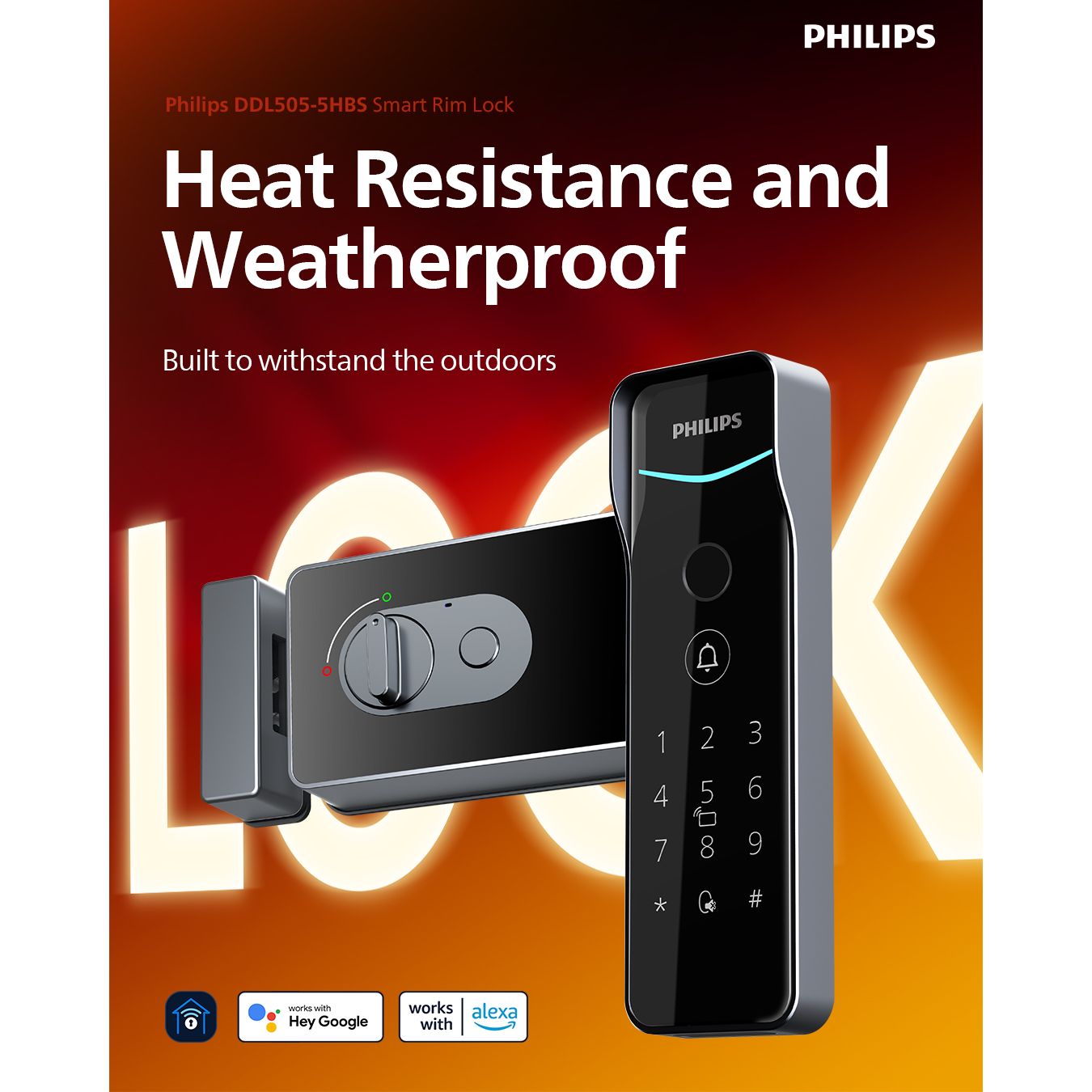 Philips DDL505-5HBS Outdoor Smart Lock - Weather Proof , IP66 - Grey Mohammed Fakhroo& Bros.