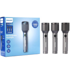 Philips Aircraft Aluminium Alloy 22cms Zoom LED Rechargeable Flashlight – 1000Lumens, 900m Range, 2000mAh SFL2142C3/56 ( PACK OF 3 ) Mohammed Fakhroo& Bros.
