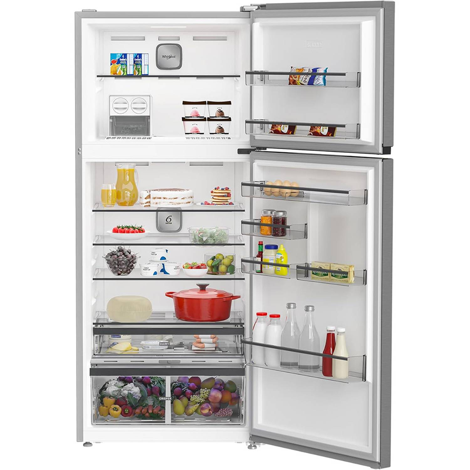 Whirlpool Top Mount Refrigerator 557L Inox – WTMF 786593 XME