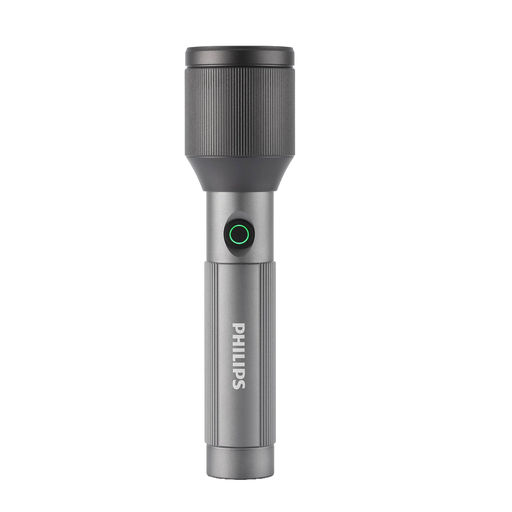 PHILIPS Aircraft Aluminium Alloy 22cms Zoom LED Rechargeable Flashlight / Torch – 1000Lumens, 900m Range, 2000mAh SFL2142/56