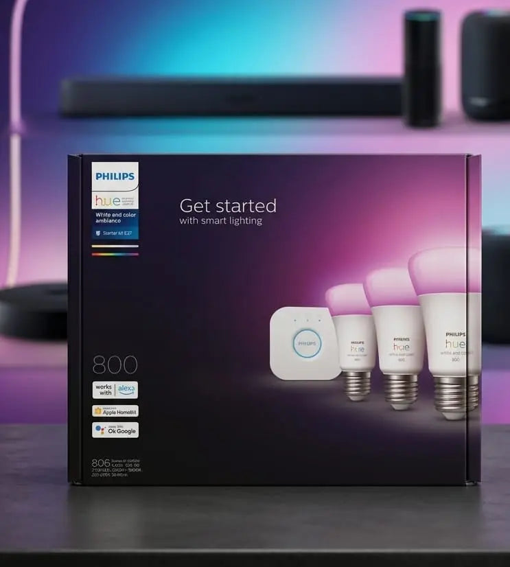 Philips Hue Starter Kit with 3 E27 Bulbs 800Lumens with Bridge Mohammed Fakhroo& Bros.