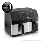 Hamilton Beach Dual Size 8.5L Digital Air Fryer, 5.3L and 3.2L capacity baskets-independently controlled + SYNC Finish Function, 8-in-1 cooking modes, 1700 Watts, AF5232-ME