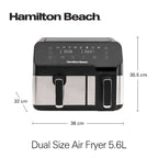 Hamilton Beach Dual Size 8.5L Digital Air Fryer, 5.3L and 3.2L capacity baskets-independently controlled + SYNC Finish Function, 8-in-1 cooking modes, 1700 Watts, AF5232-ME