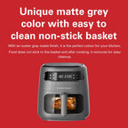 Hamilton Beach Digital Air Fryer View 8L, Large viewing window, 8 presets with dehydrate & defrost, Cook for upto 12 hours from 40°C to 200°C, 1750W, Matte Grey color, 2 Years Warranty, AFOGV8-ME.